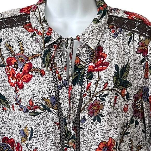 Anthropologie Maeve Janie Blouse Size 2 Peplum Flounced Tie Peasant Floral Boho - Picture 4 of 13
